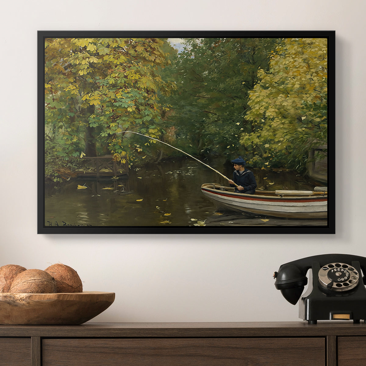 Fishing Boy, c. 1890 - Floater Framed Canvas Print