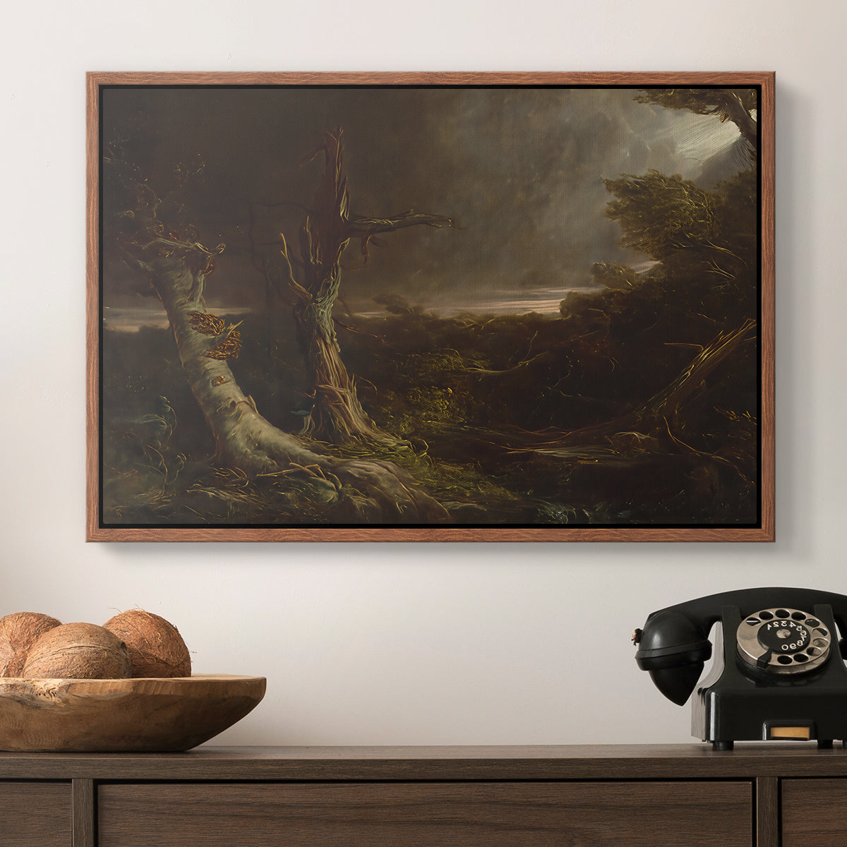 Tornado in an American Forest, 1835 - Floater Framed Canvas Print