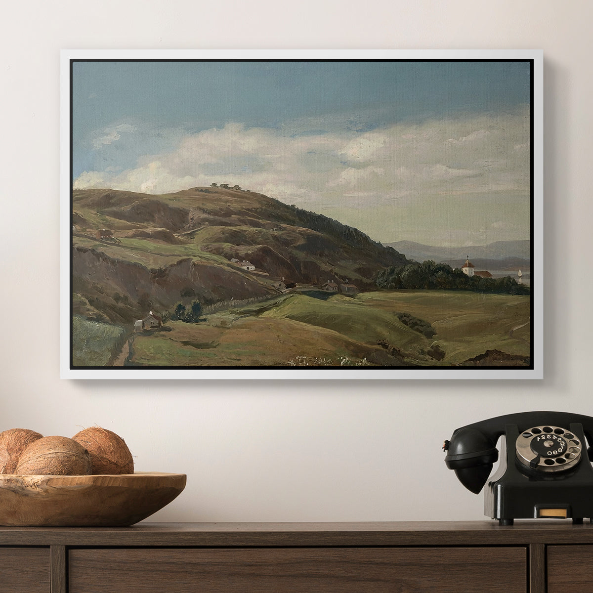 Ekeberg and Oslo Church, 1852 - Floater Framed Canvas Print