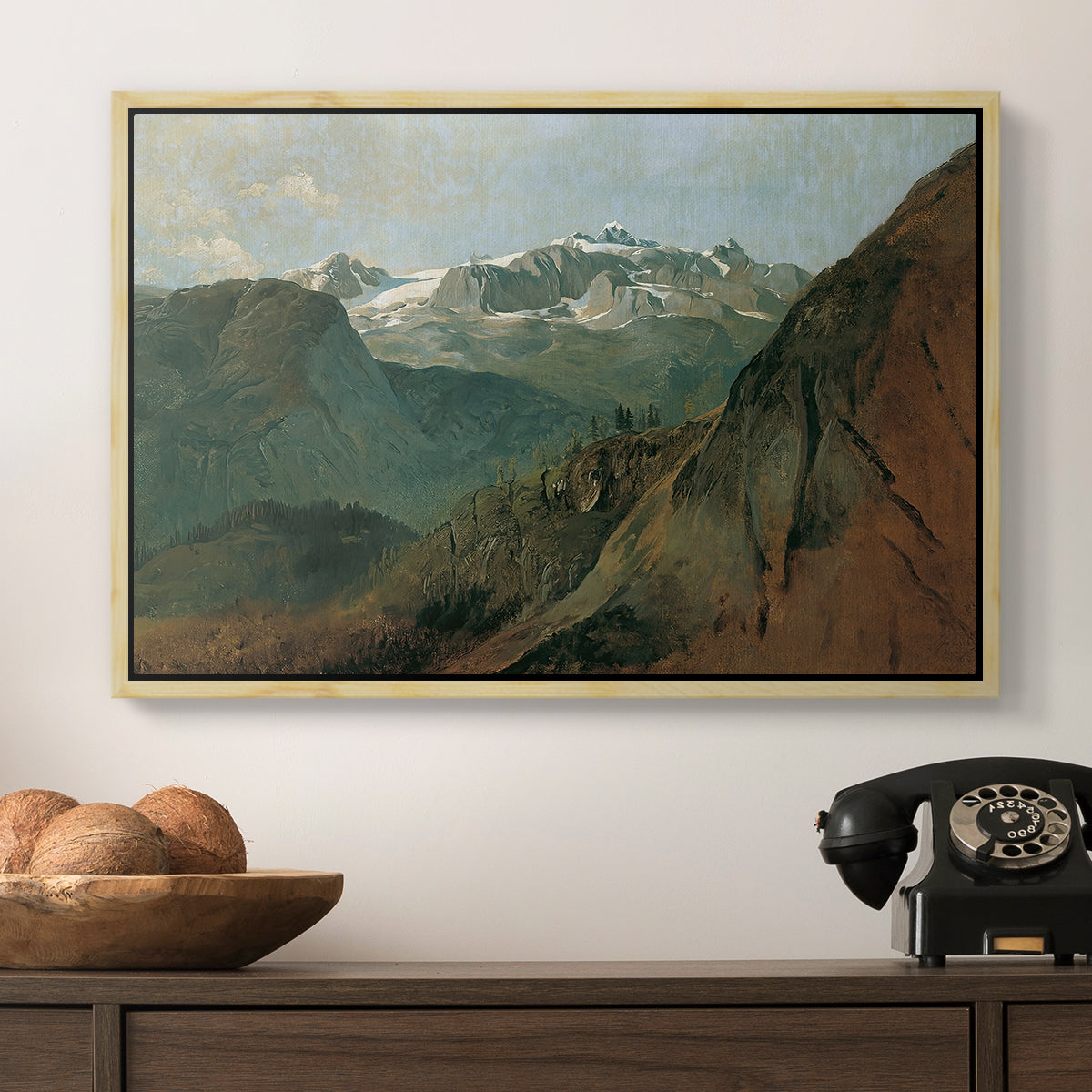 The Dachstein from the Plassen near Hallstatt, 1827 - Floater Framed Canvas Print
