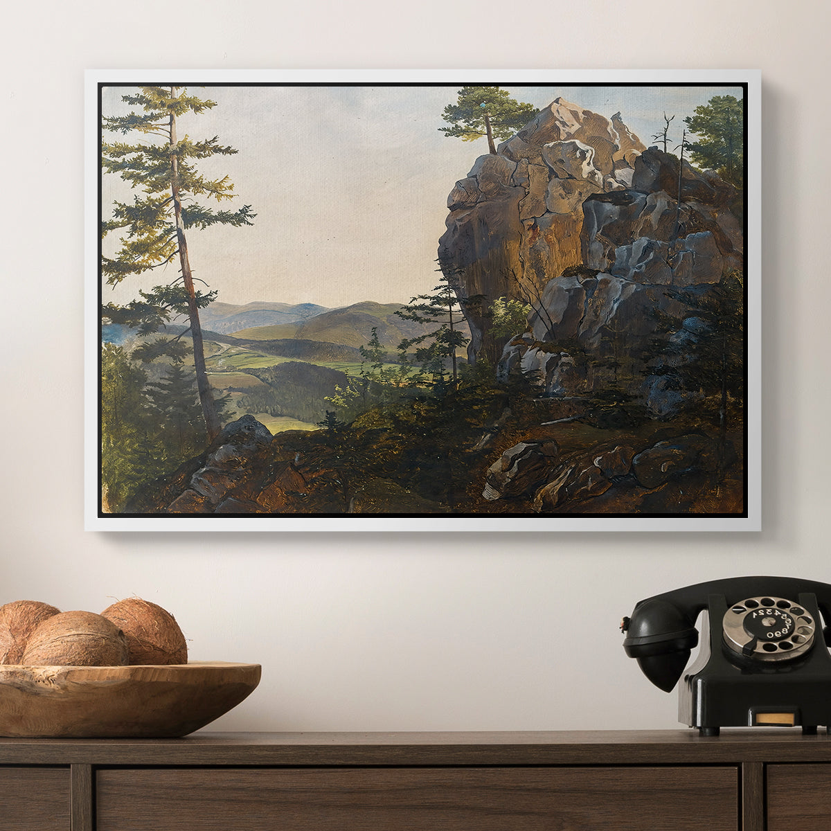 Landscape with the Balbersteine near Miesenbach, 1839 - Floater Framed Canvas Print