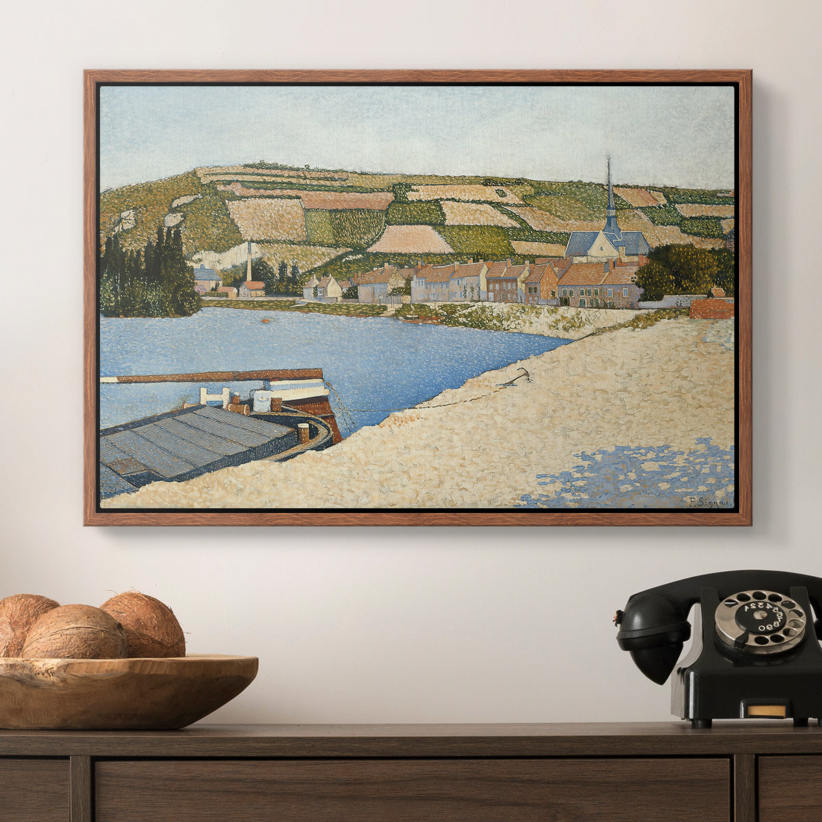 The Riverbank, Les Andelys, 1886 - Floater Framed Canvas Print