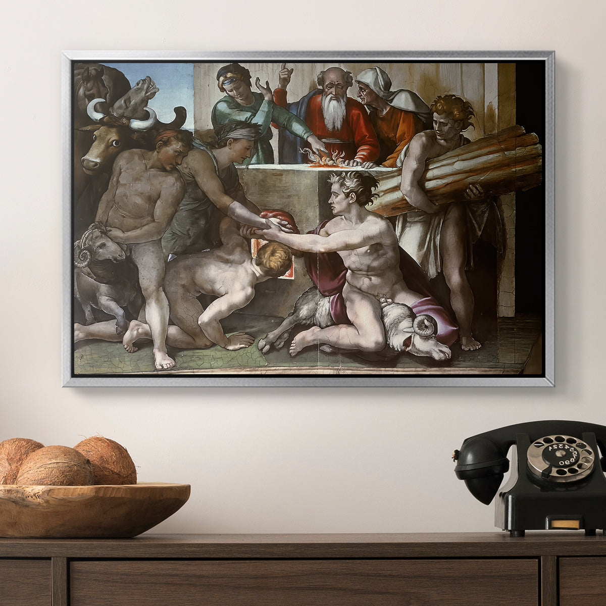 The Sacrifice of Noah (Sistine Chapel), 1509 - Floater Framed Canvas Print