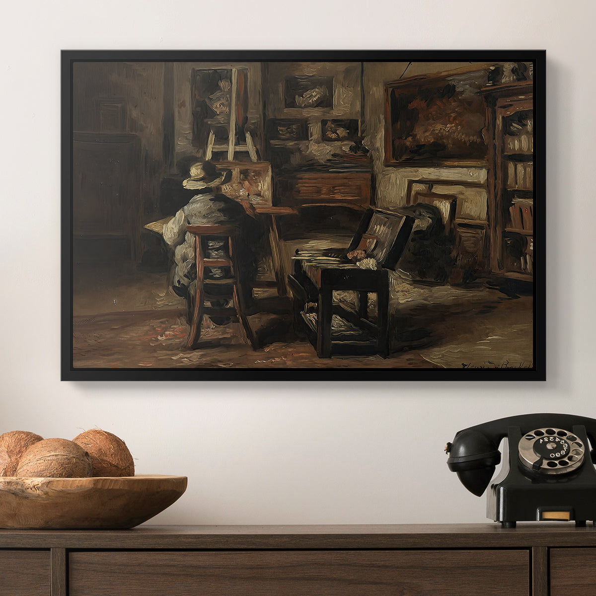 The Studio of Ferdinand De Braekeleer I, Father of the Painter, c. 1873-1885 - Floater Framed Canvas Print