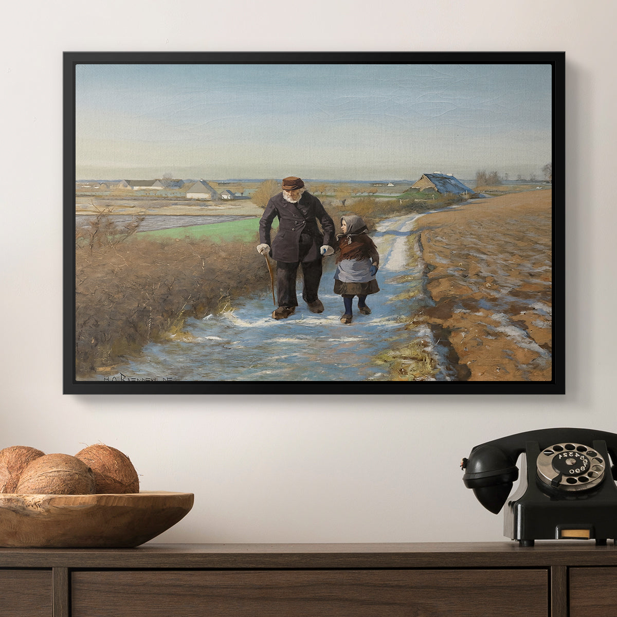 The Old Man and the Child, 1888 - Floater Framed Canvas Print