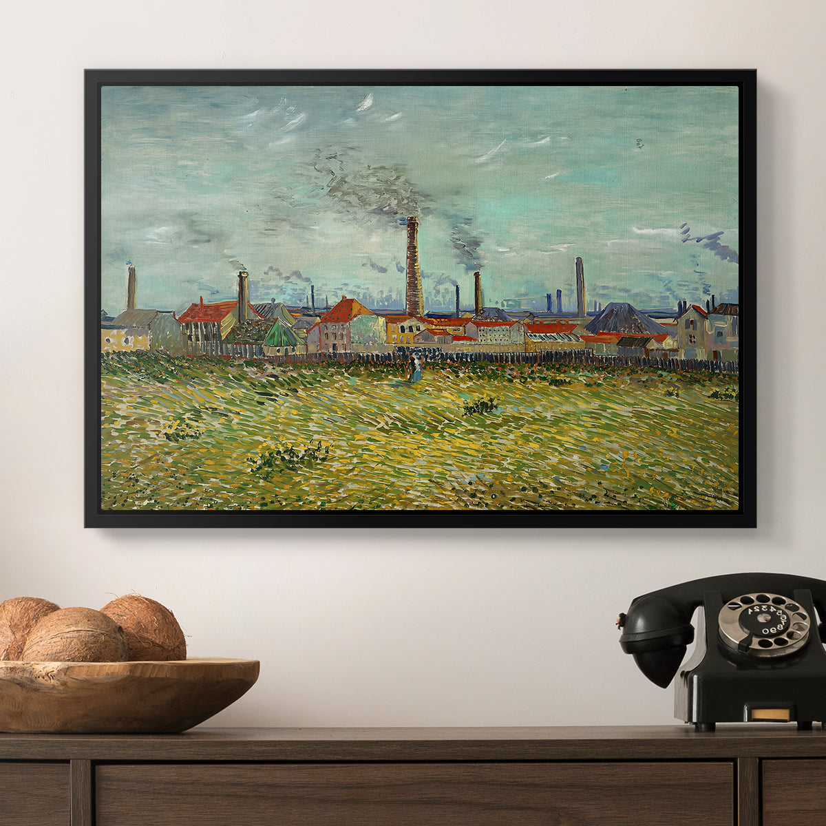 Factories at Clichy, 1887 - Floater Framed Canvas Print
