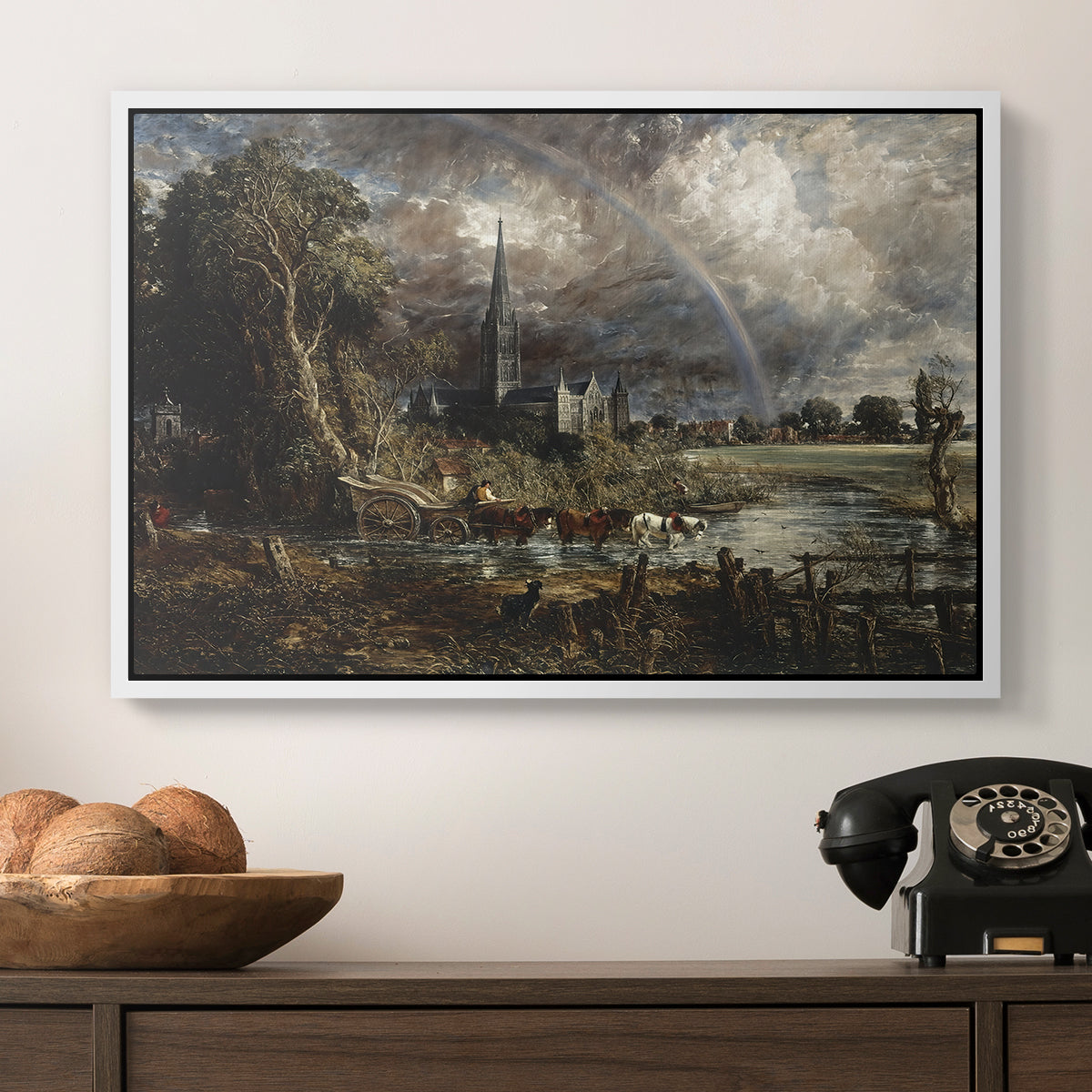 Salisbury Cathedral from the Meadows (Detail), 1831 - Floater Framed Canvas Print