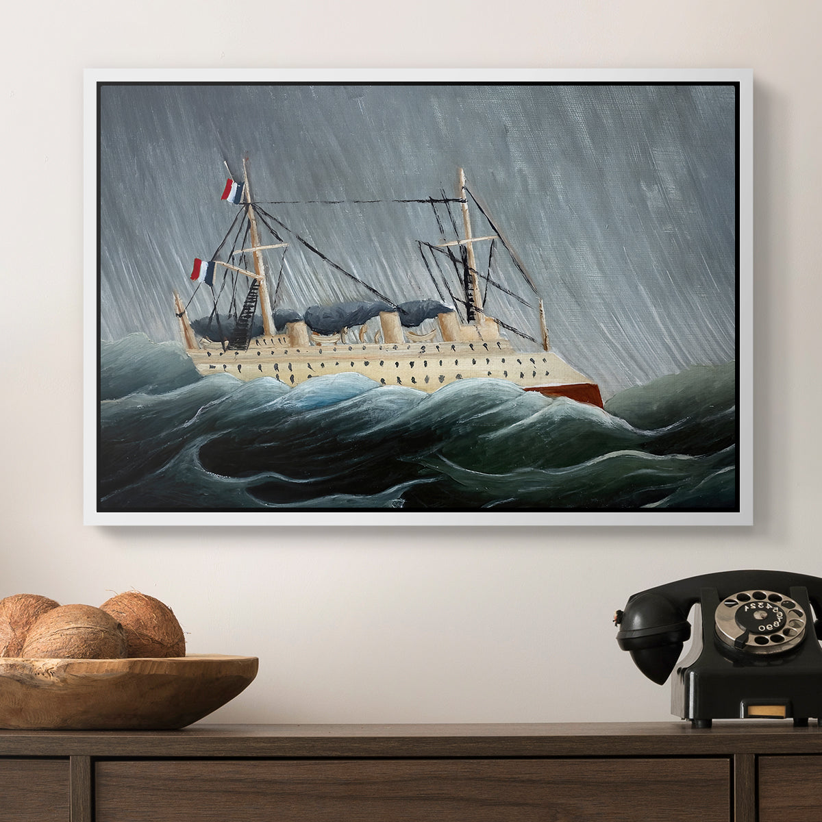 A Ship in the Storm, c. 1899 - Floater Framed Canvas Print