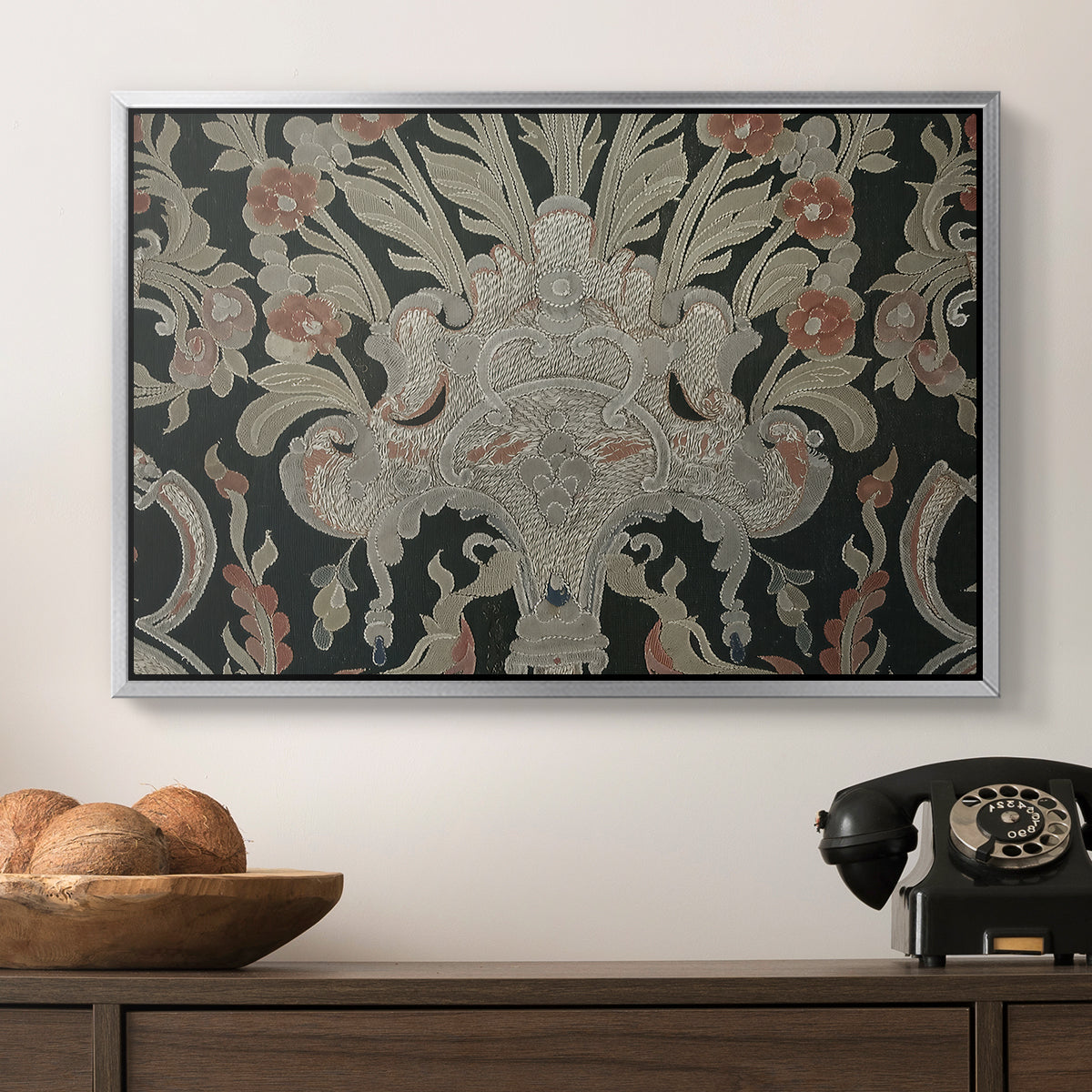 Hanging (Printed Textile), c. 18th Century - Floater Framed Canvas Print