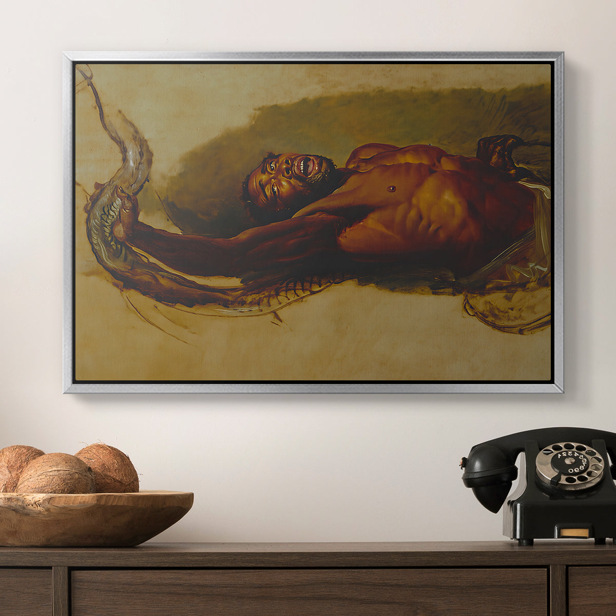 Man Struggling with a Boa Constrictor, c. 1803 - Floater Framed Canvas Print