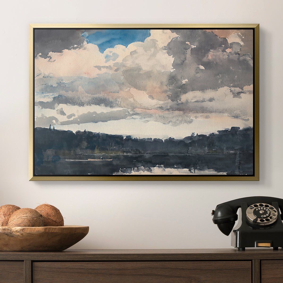The Lone Boat, North Woods Club, Adirondacks, 1892 - Floater Framed Canvas Print