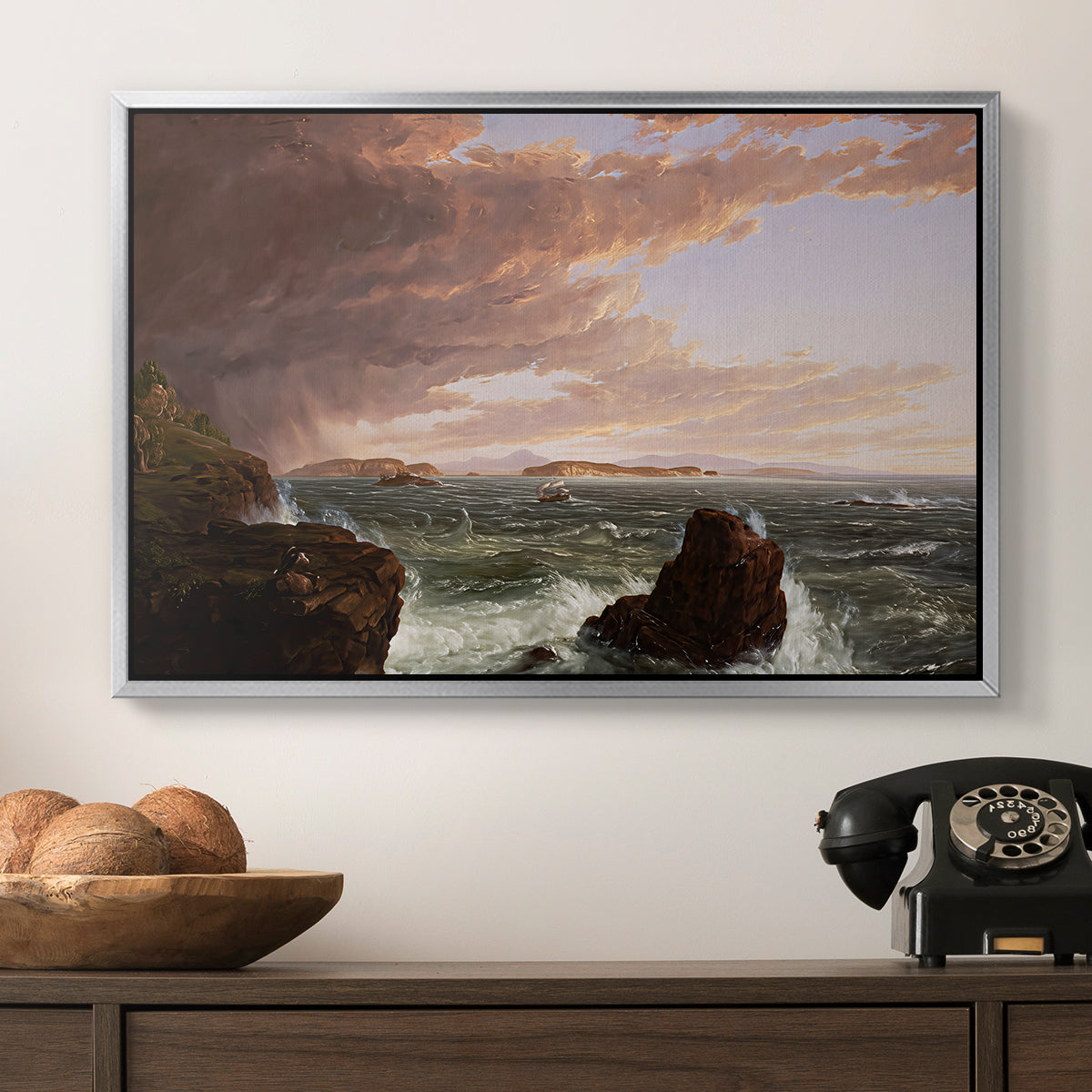 Views Across Frenchman's Bay from Mt. Desert Island, After a Squall, 1845 - Floater Framed Canvas Print
