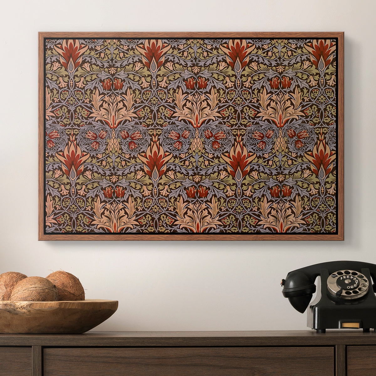 Snakeshead - Red/Cumin, c. 1876 - Floater Framed Canvas Print