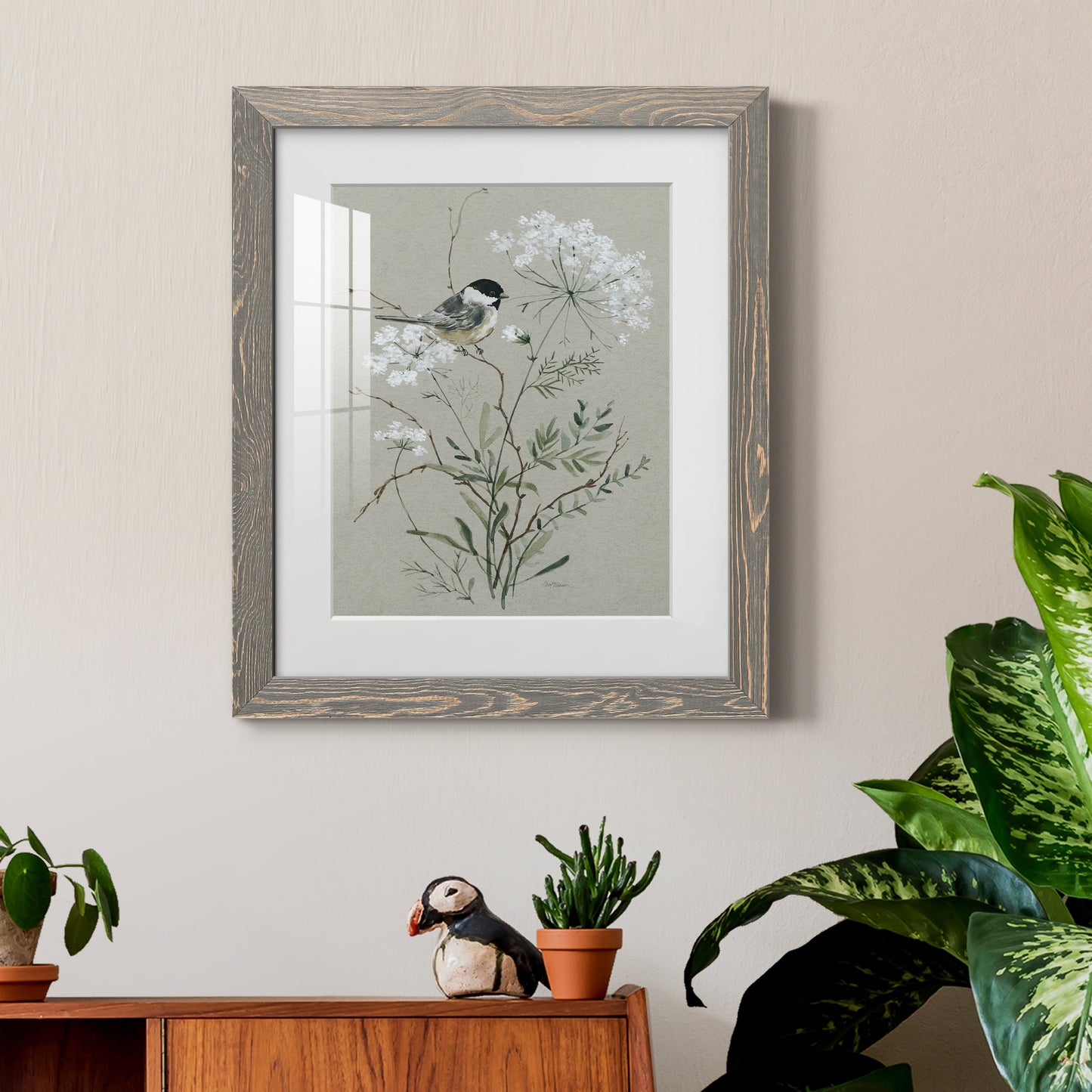 Bouquet of Grace Bird I - Barnwood Framed Art Print
