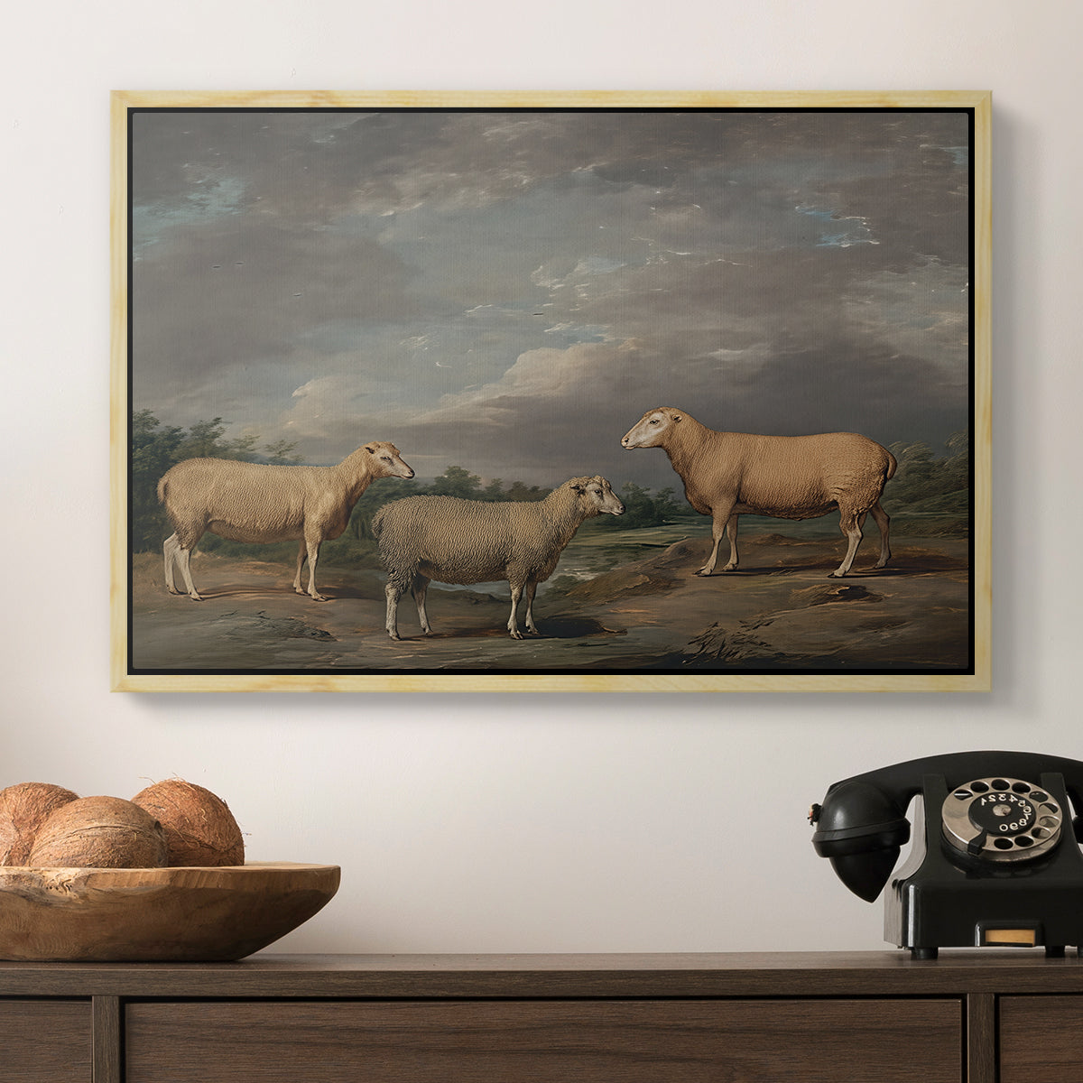 Ryelands Sheep, the King's Ram, the King's Ewe and Lord Somerville's Wether, c. 1801-1807 - Floater Framed Canvas Print
