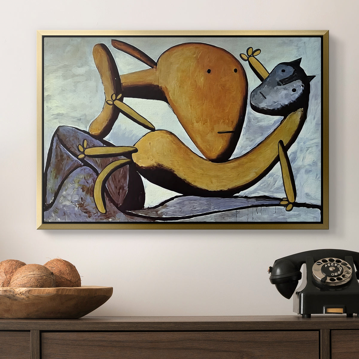 Cat and Big Fish, c. 1931 - Floater Framed Canvas Print
