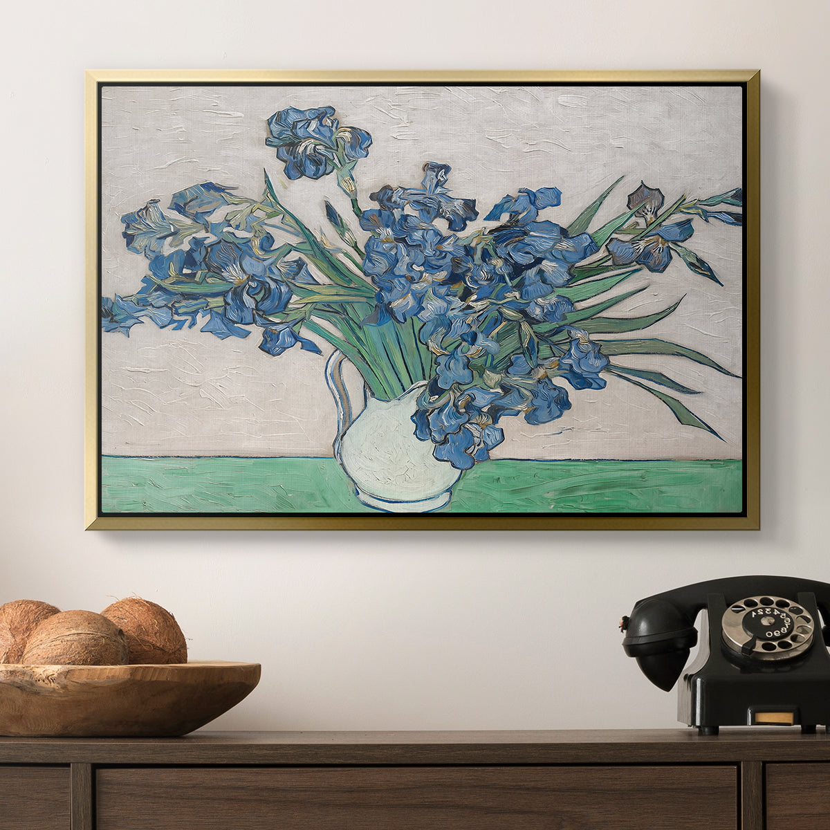 Irises, 1890 - Floater Framed Canvas Print