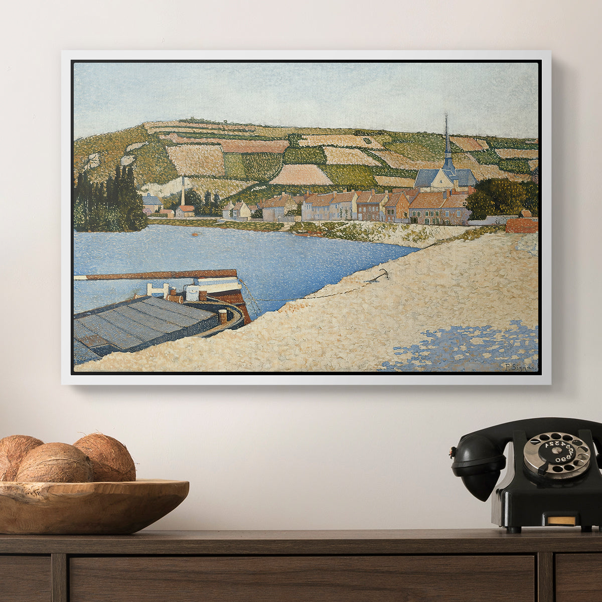 The Riverbank, Les Andelys, 1886 - Floater Framed Canvas Print