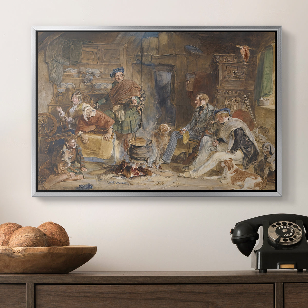 Highland Hospitality, 1832 - Floater Framed Canvas Print