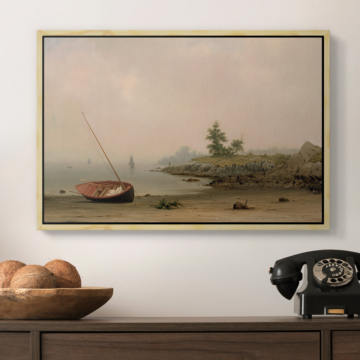 The Stranded Boat, 1863 - Floater Framed Canvas Print