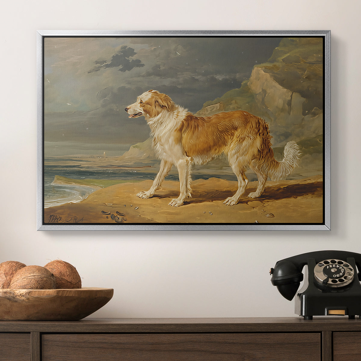Rough-Coated Collie, 1809 - Floater Framed Canvas Print