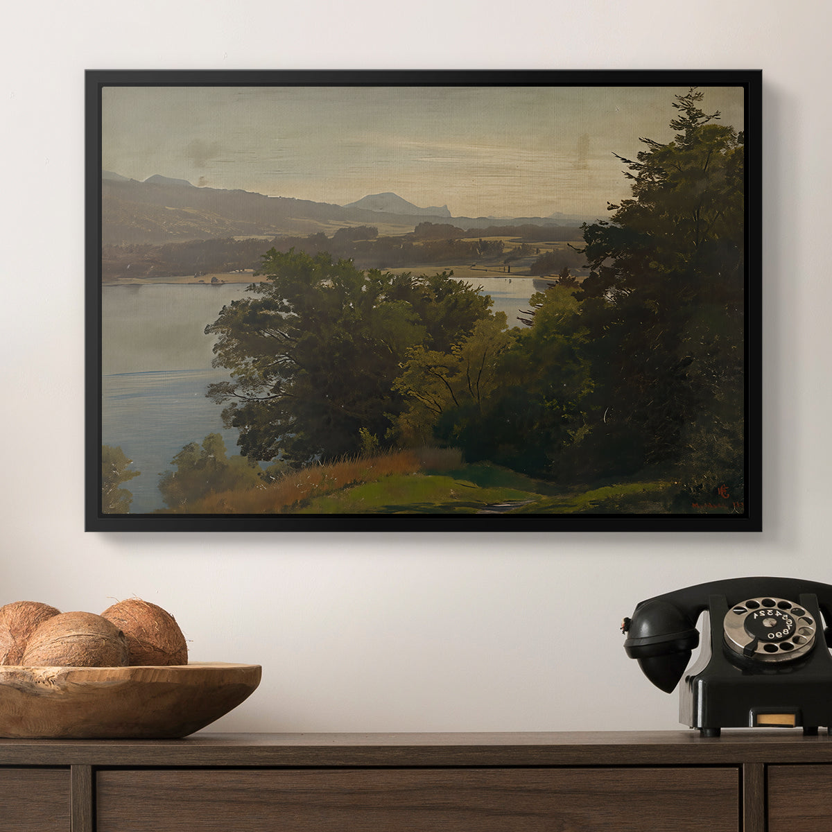 View of the Mondsee, 1870 - Floater Framed Canvas Print