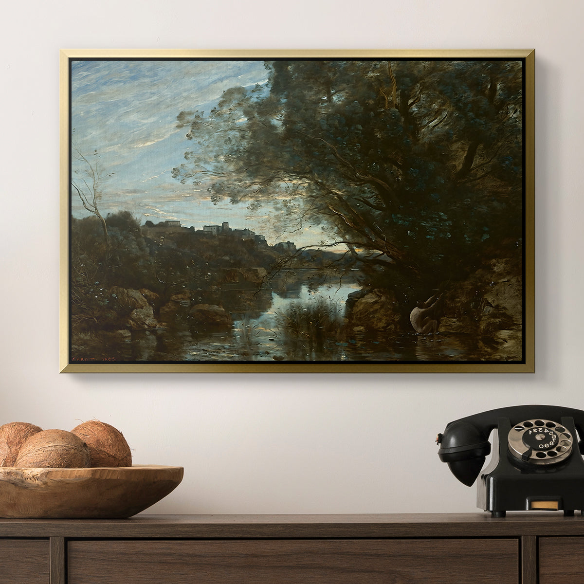 Souvenir of the Environs of Lake Nemi, 1865 - Floater Framed Canvas Print