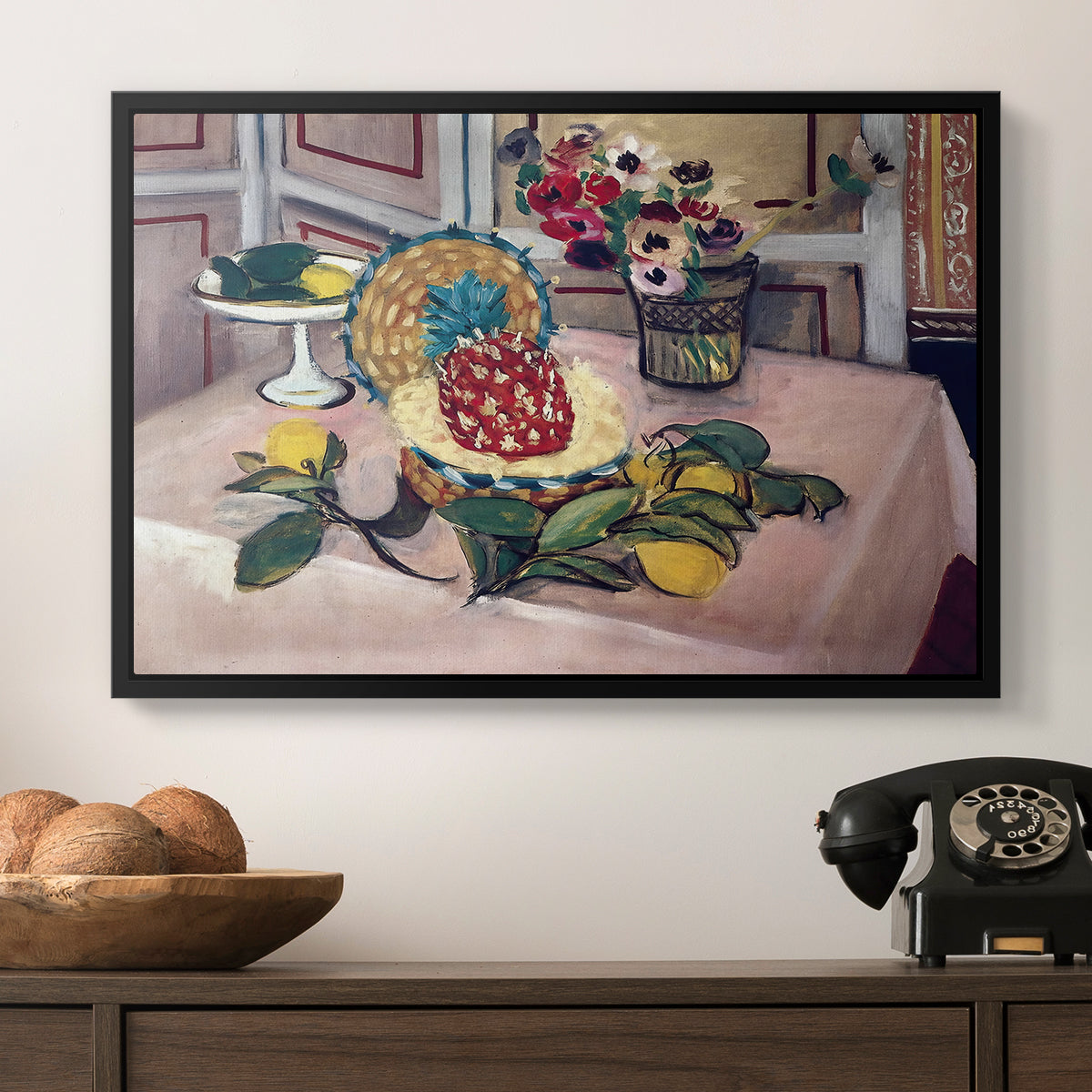 Still Life with Pineapple and Lemons, 1925 - Floater Framed Canvas Print