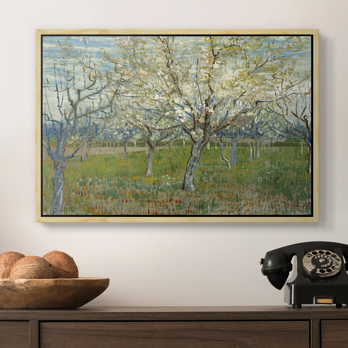 The Pink Orchard, 1888 - Floater Framed Canvas Print