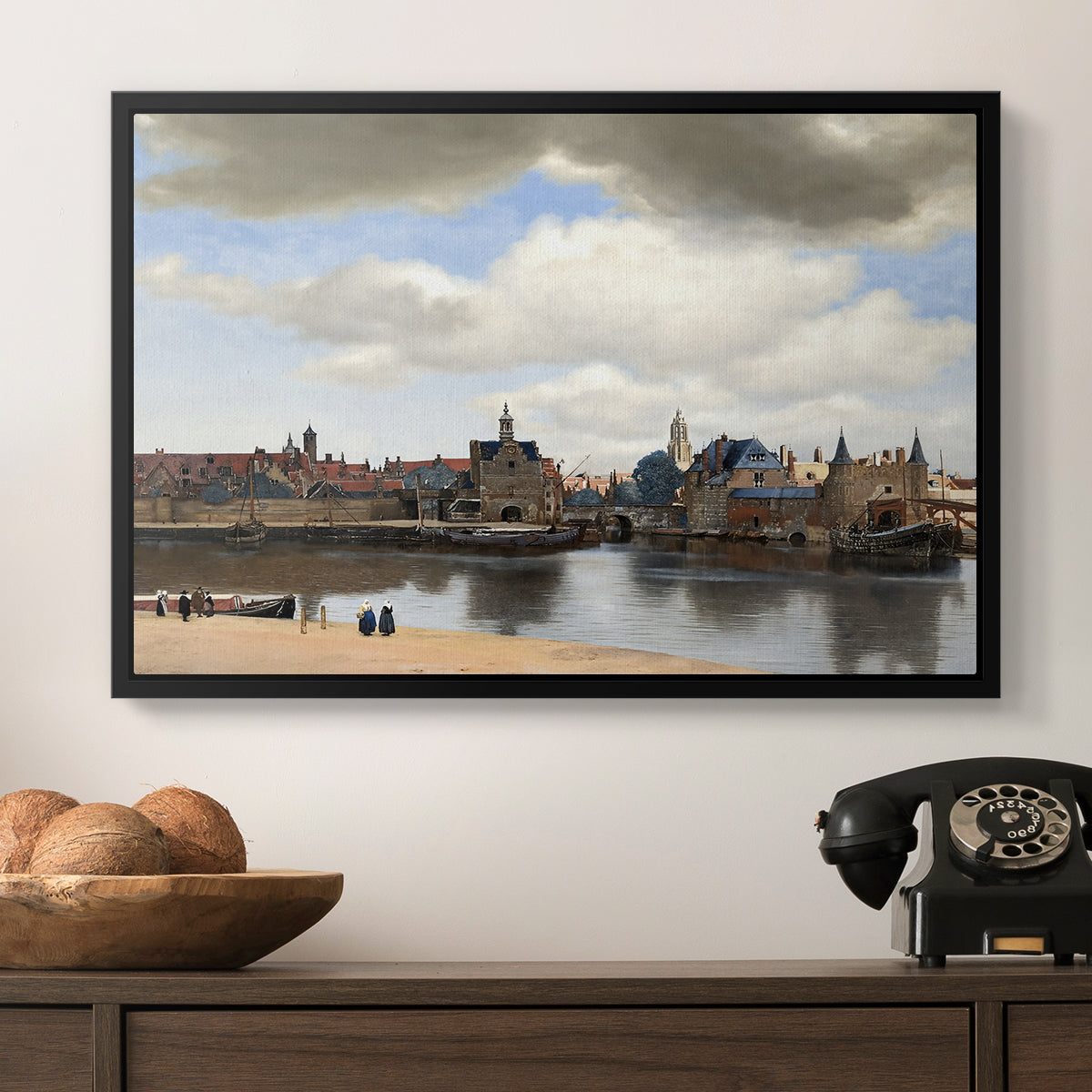 View of Delft, c. 1660-1661 - Floater Framed Canvas Print