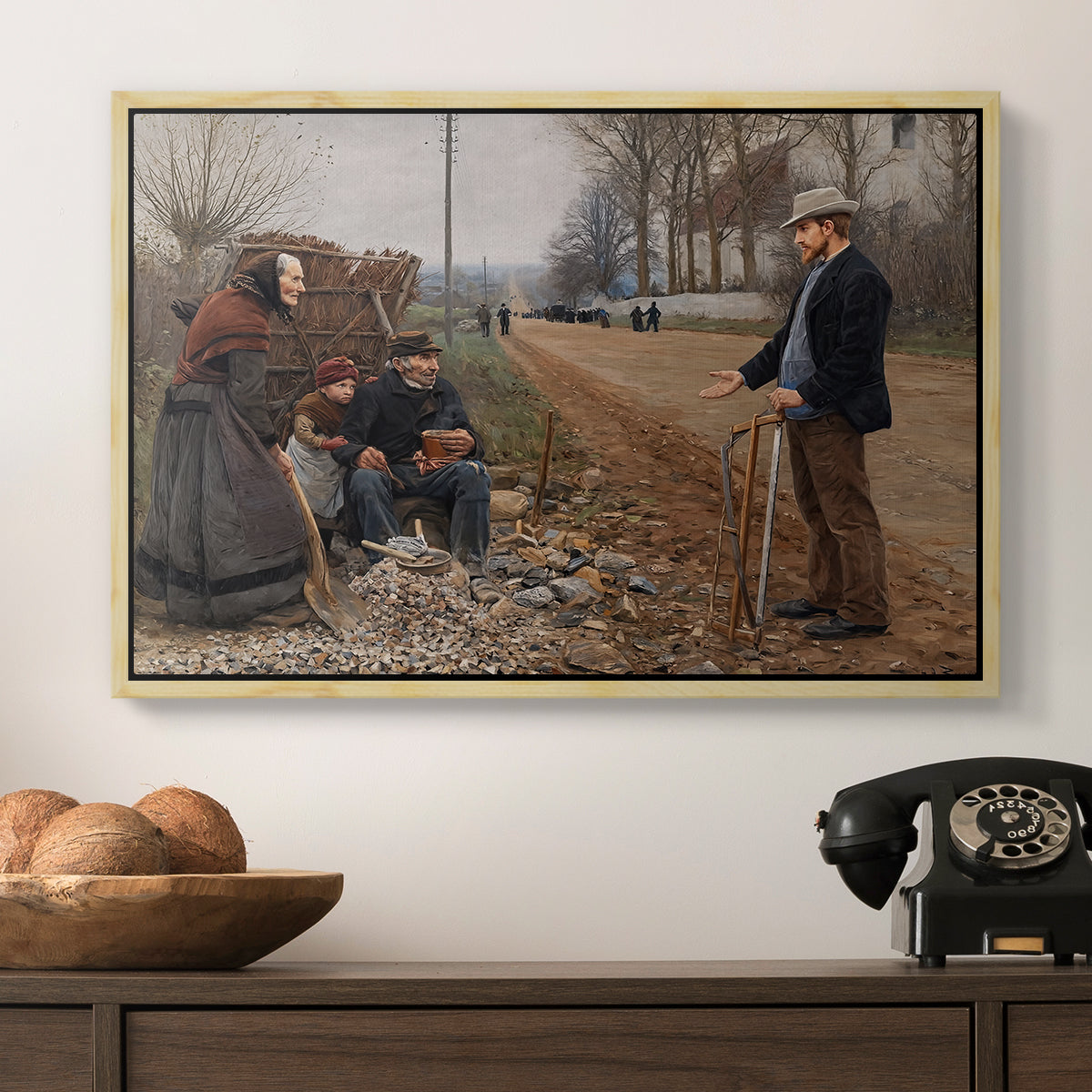 People by a Road, 1893 - Floater Framed Canvas Print