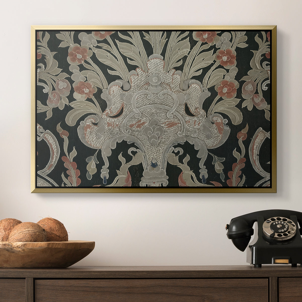 Hanging (Printed Textile), c. 18th Century - Floater Framed Canvas Print