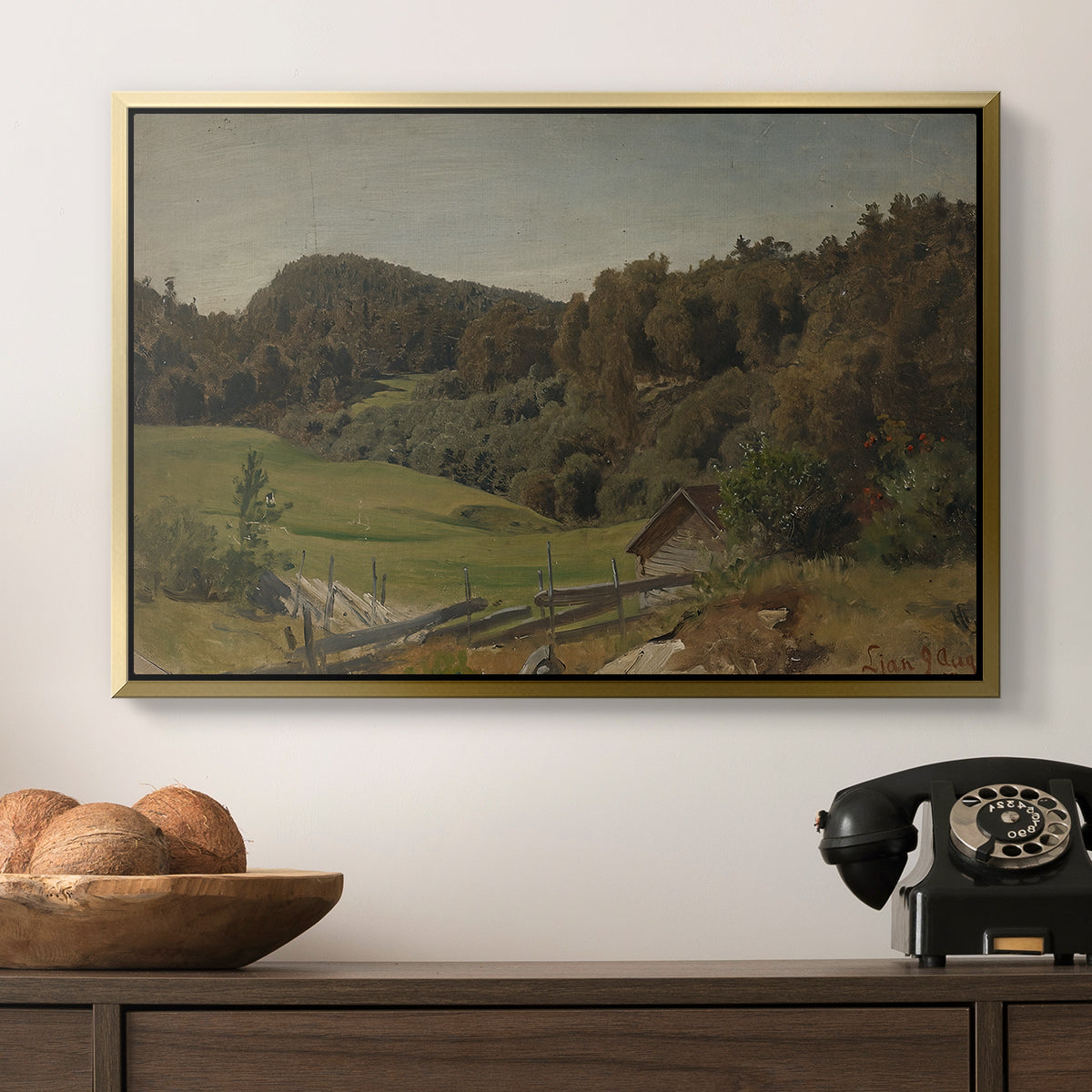 Landscape at Ljan, 1858 - Floater Framed Canvas Print