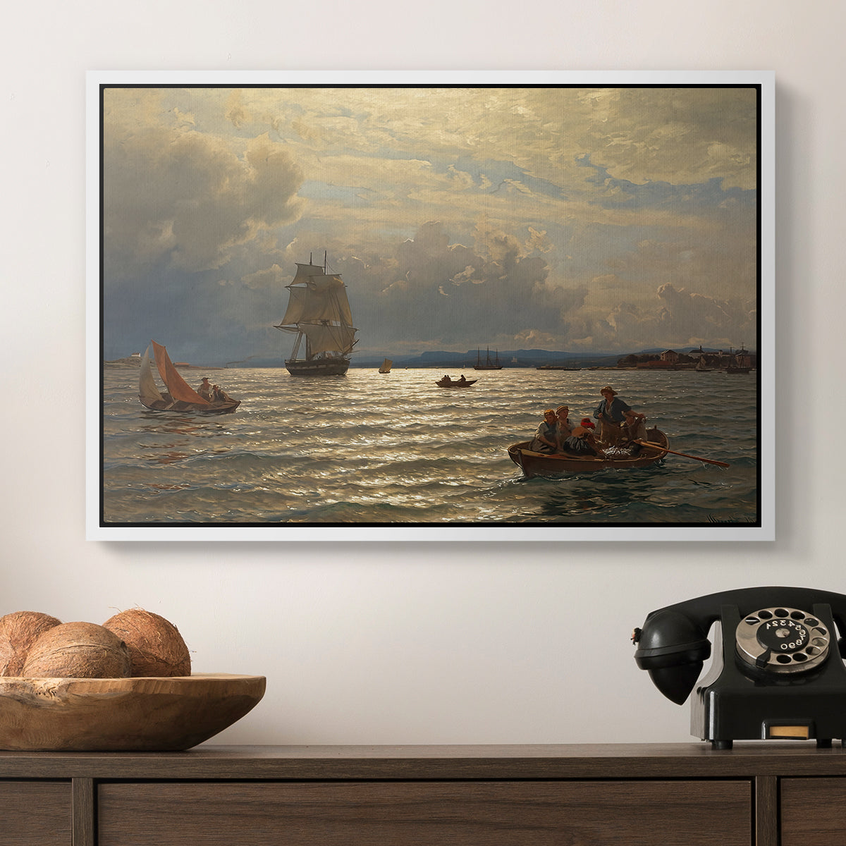 From the Inlet of Oslo, 1874 - Floater Framed Canvas Print