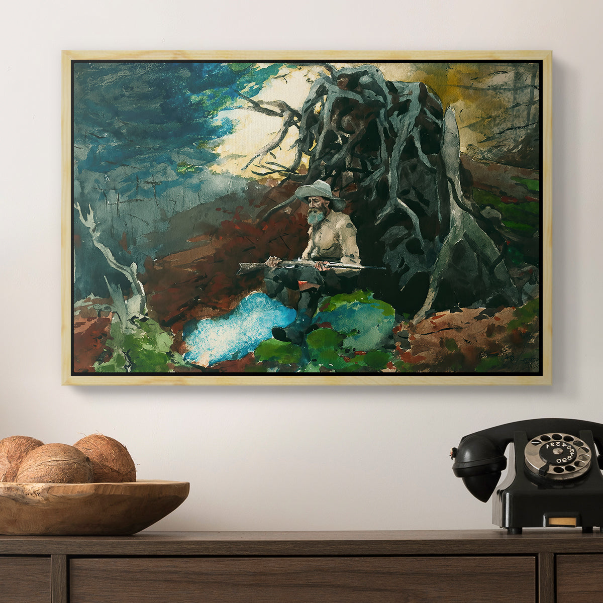 Campfire, Adirondacks, 1892 - Floater Framed Canvas Print