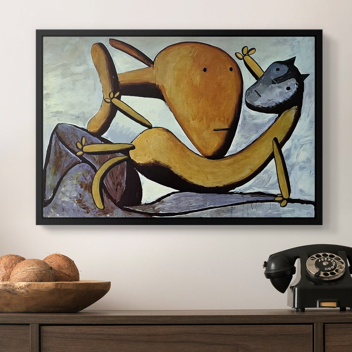 Cat and Big Fish, c. 1931 - Floater Framed Canvas Print