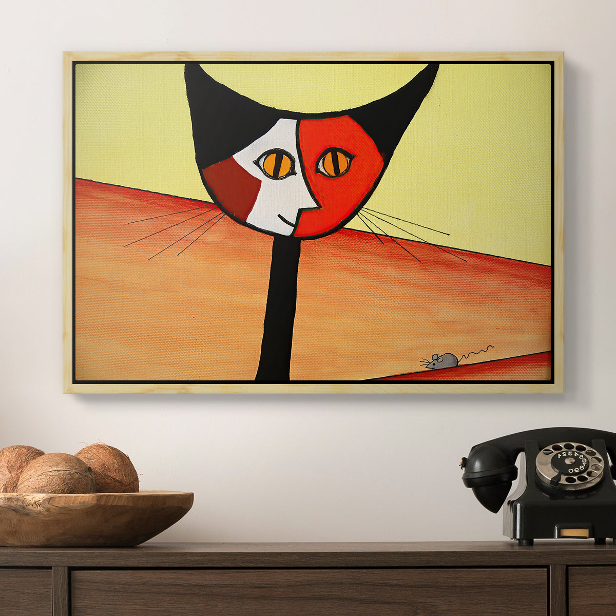 Picasso's Cat–El Gato - Floater Framed Canvas Print
