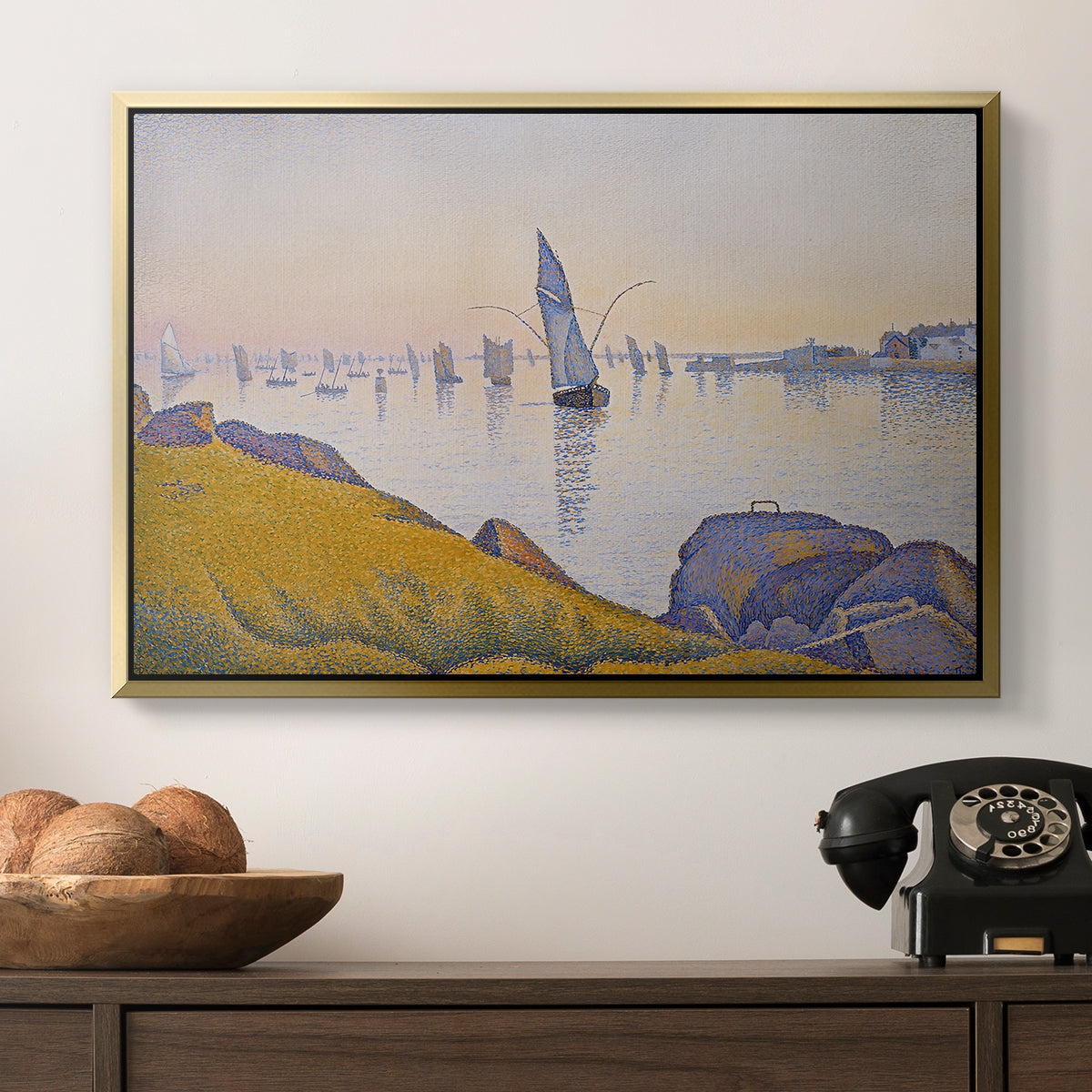 Evening Calm, Concarneau, Opus 220, 1891 - Floater Framed Canvas Print