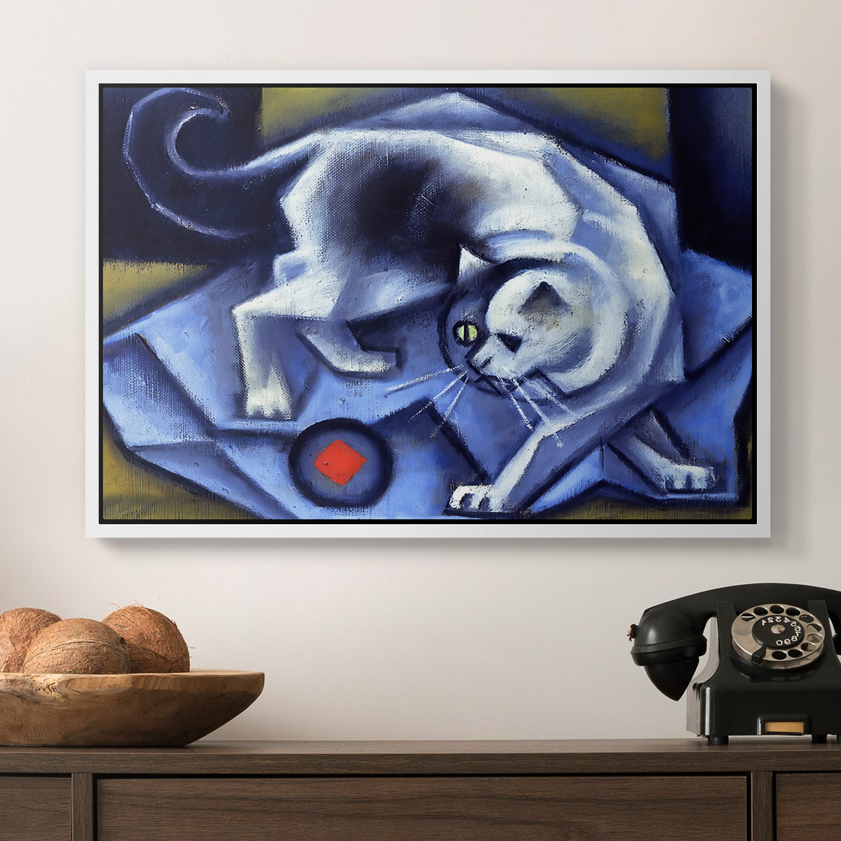 Cat Playing with a Ball, 1945-1950 - Floater Framed Canvas Print