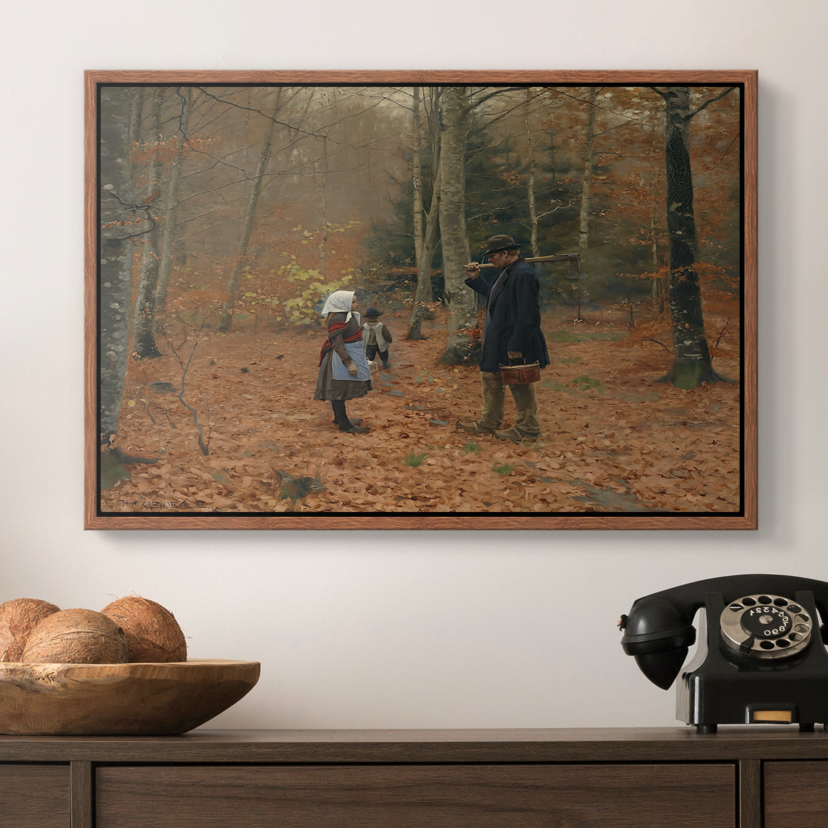 The Woodman and his Children, 1886 - Floater Framed Canvas Print
