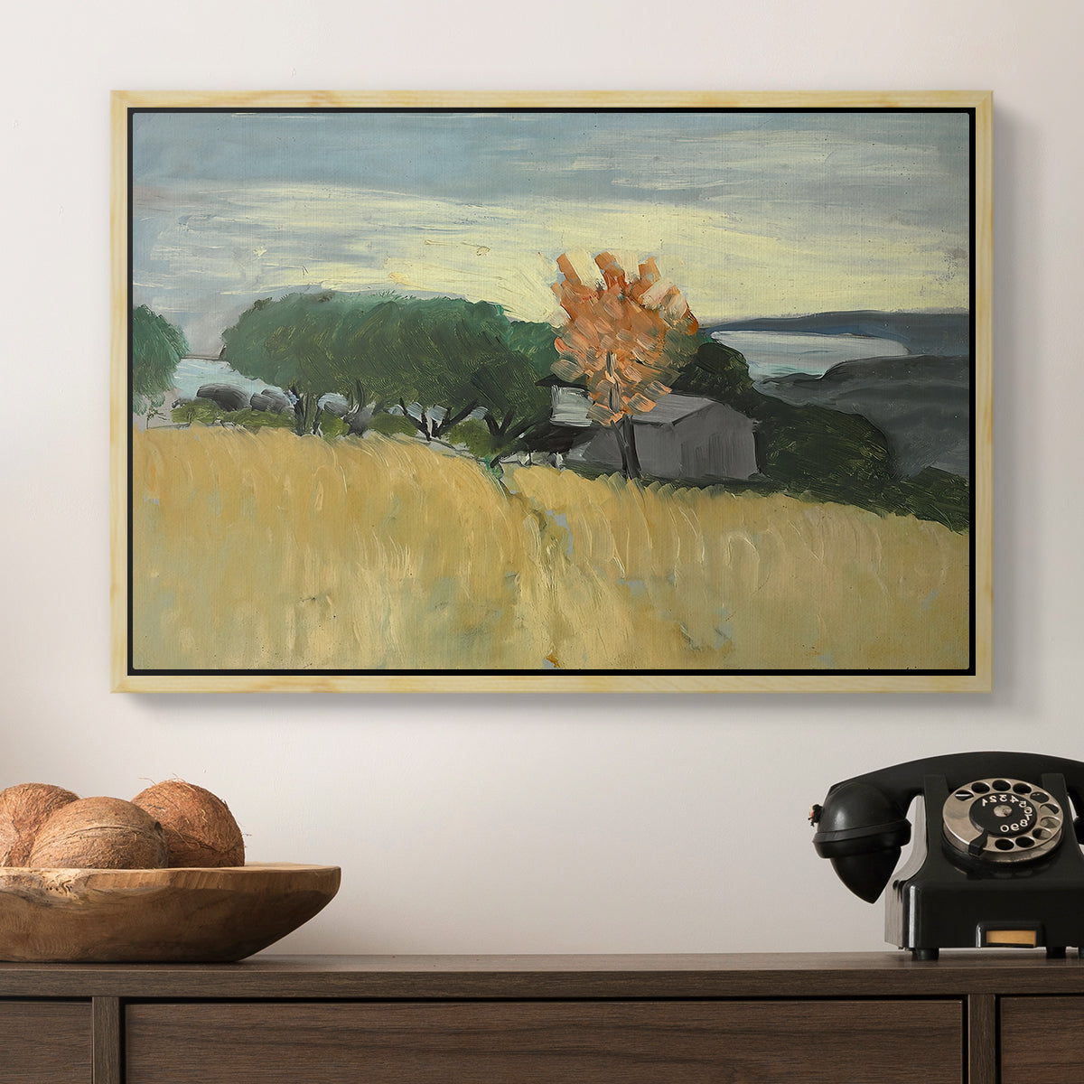 Fields of Wheat in Cagnes, 1918 - Floater Framed Canvas Print