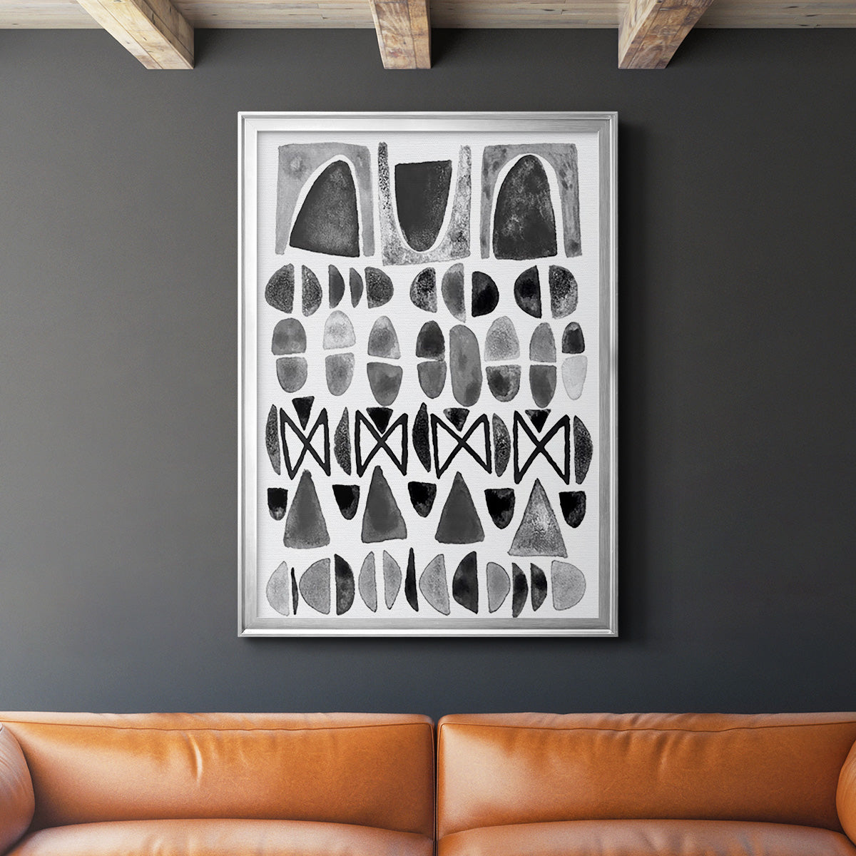 Grey Arches I - Modern Framed Canvas Print