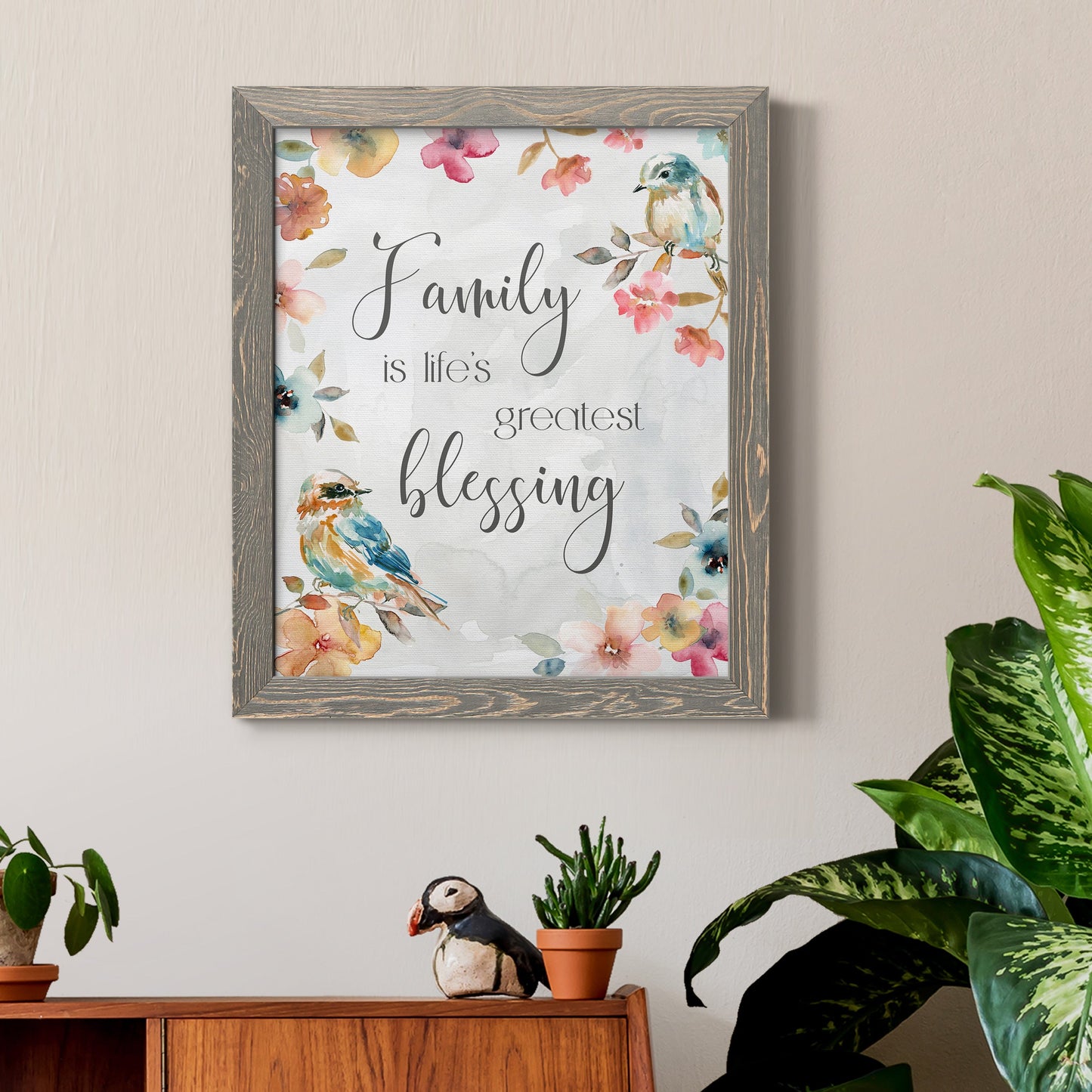 Spring Bird Blessing - Barnwood Framed Canvas Print