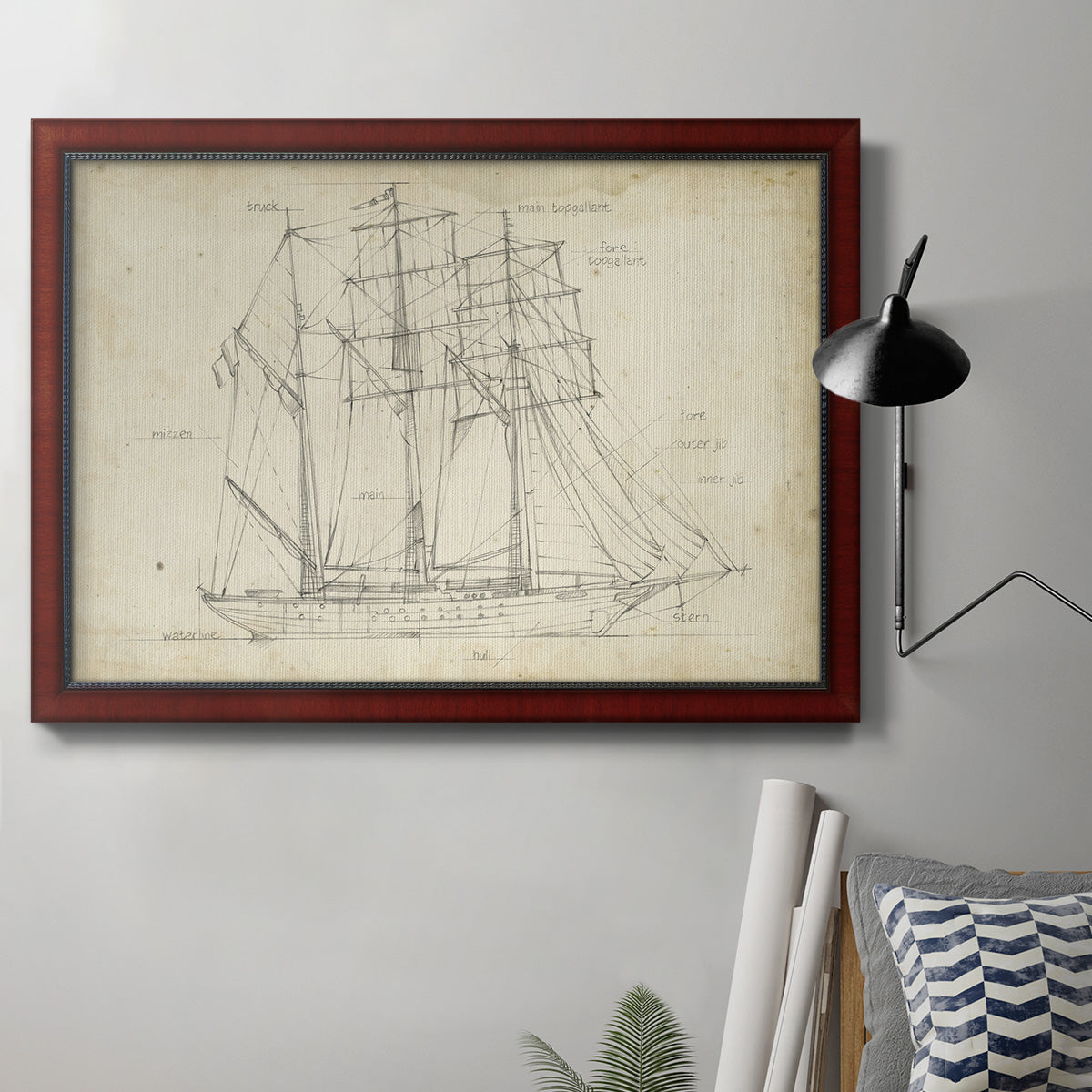 Sailboat Blueprint I Premium Framed Canvas- Ready to Hang