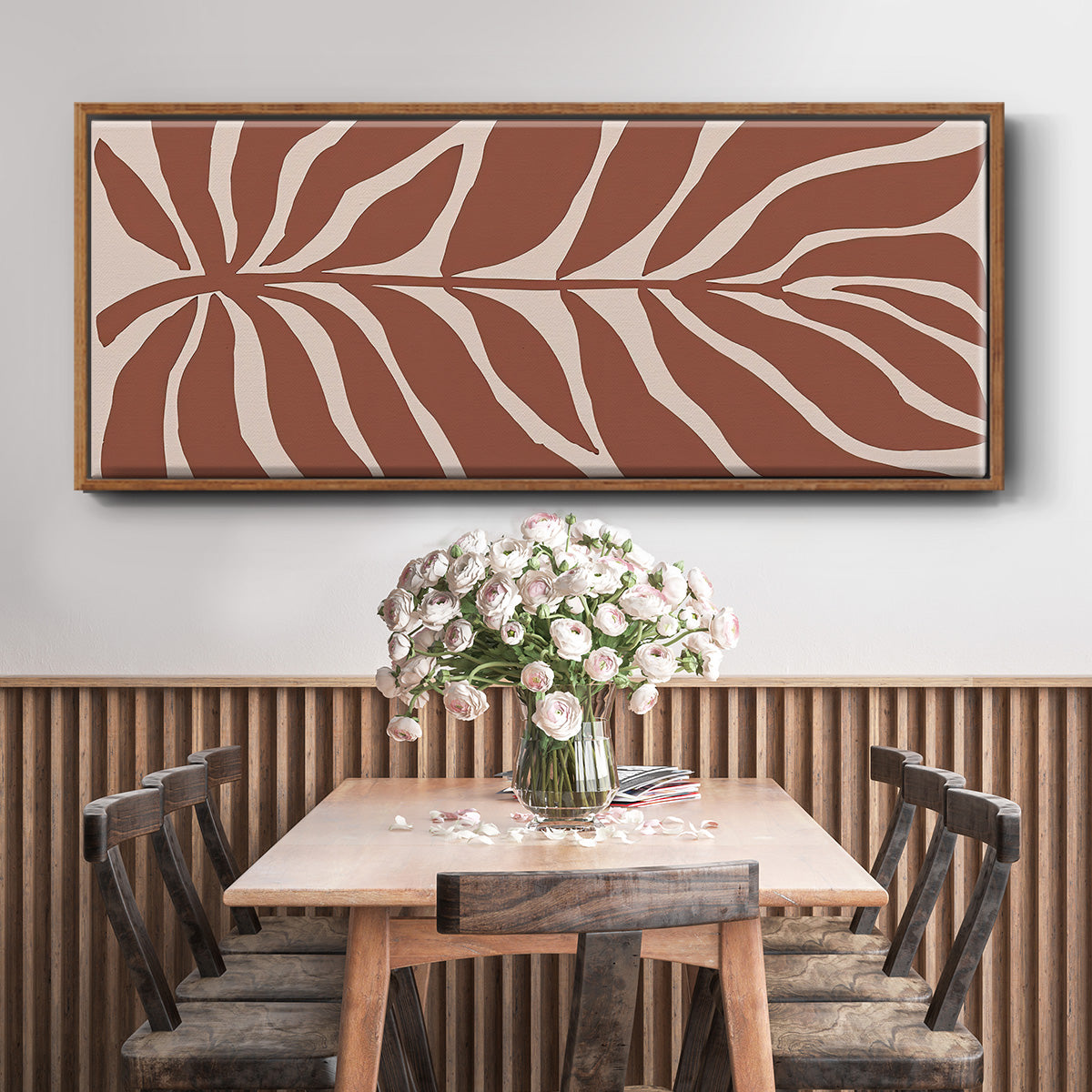 Terra Cotta Block Palms I - Floater Framed Canvas Print