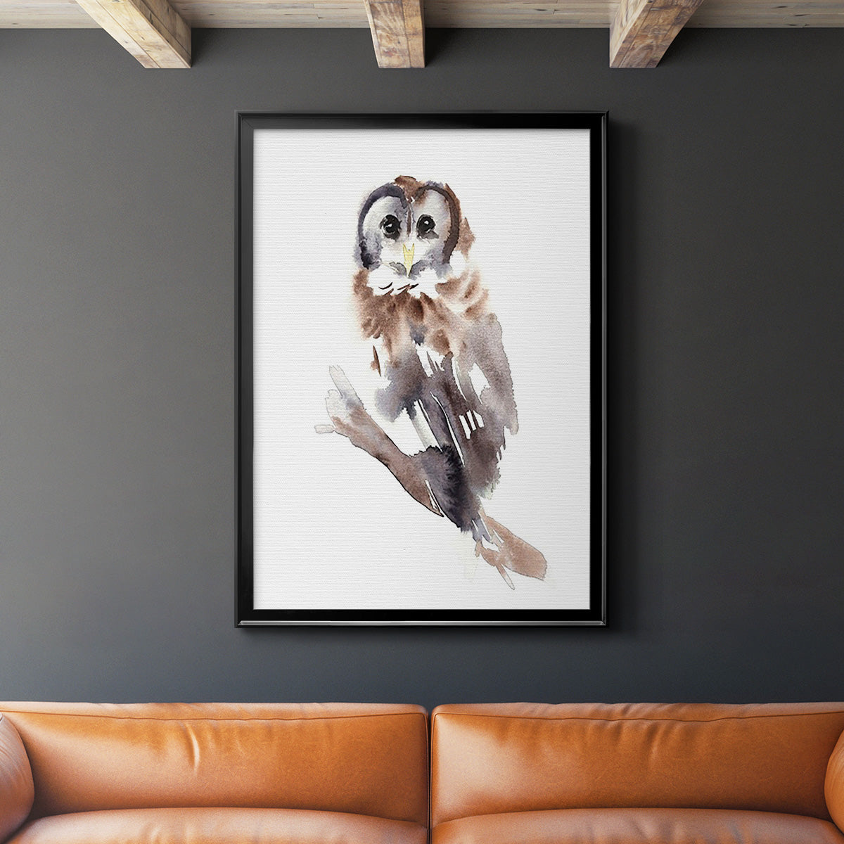 Barred Owl Impressions II - Modern Framed Canvas Print