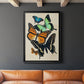 Collaged Butterflies I - Modern Framed Canvas Print