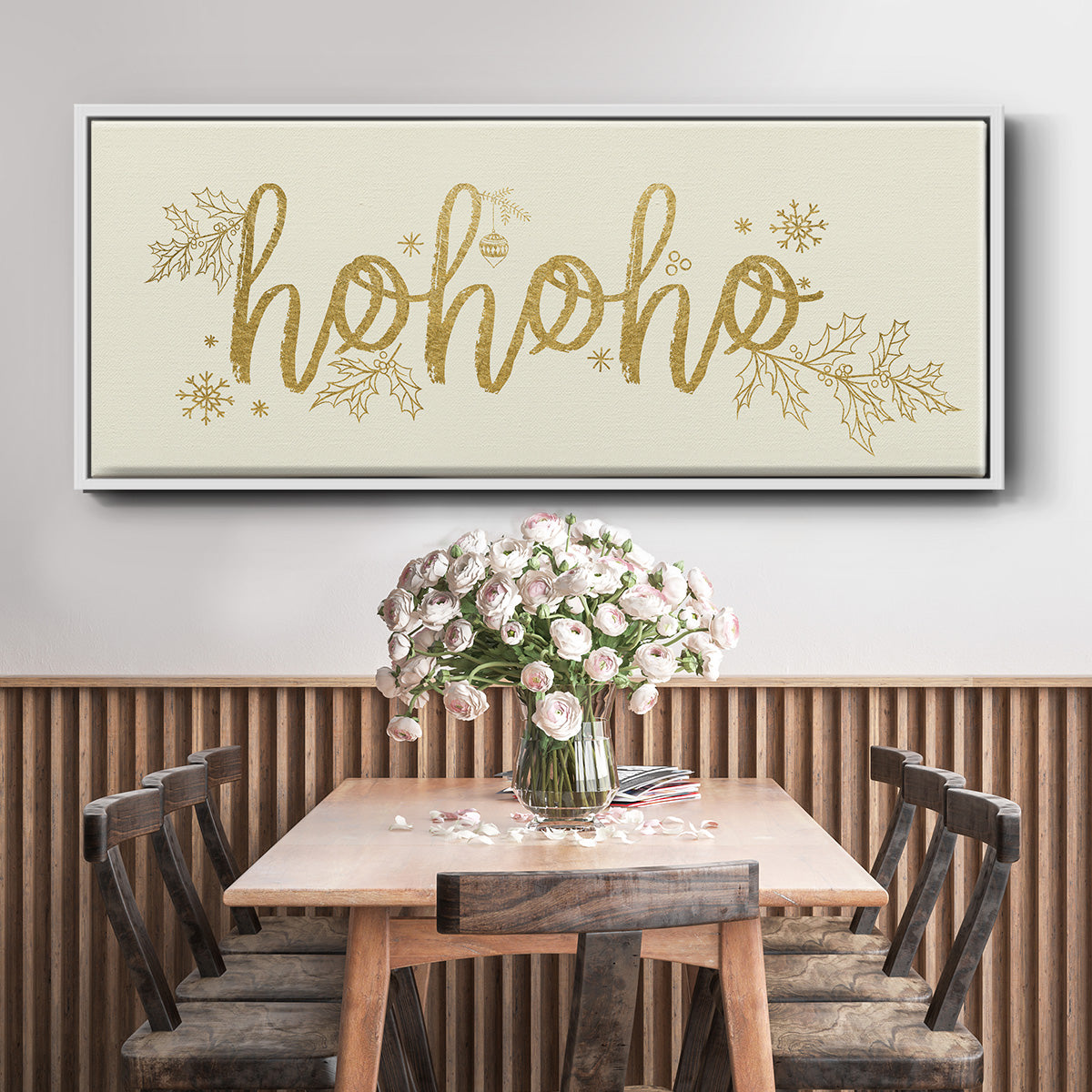 Golden HoHoHo - Floater Framed Canvas Print