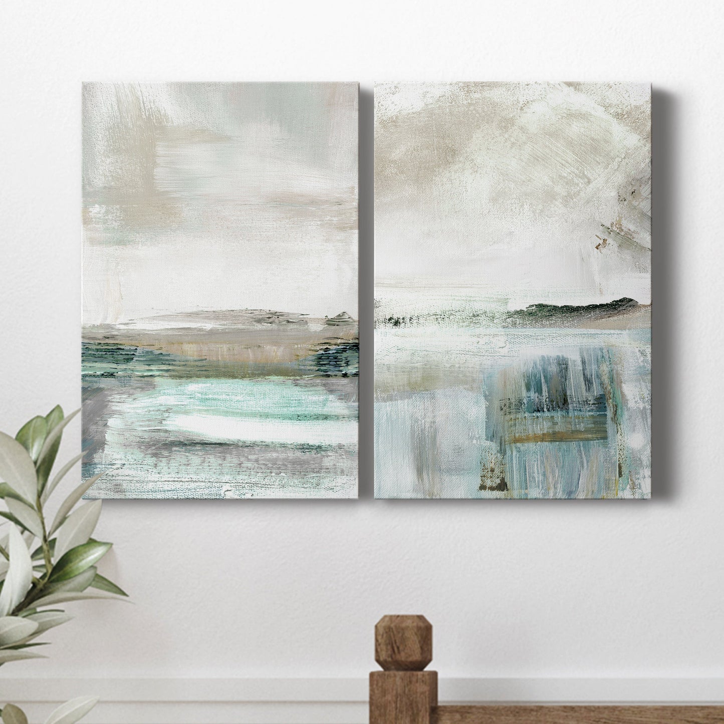 Summer Teal I Premium Gallery Wrapped Canvas - Ready to Hang - Set of 2 - 8 x 12 Each