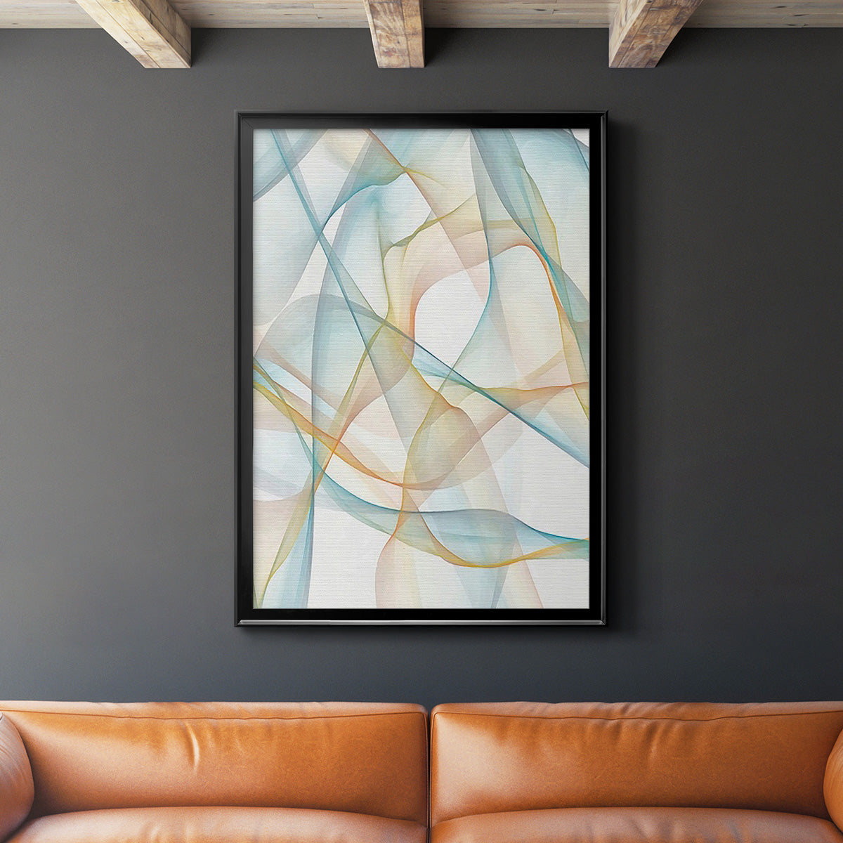 Curves and Waves III - Modern Framed Canvas Print